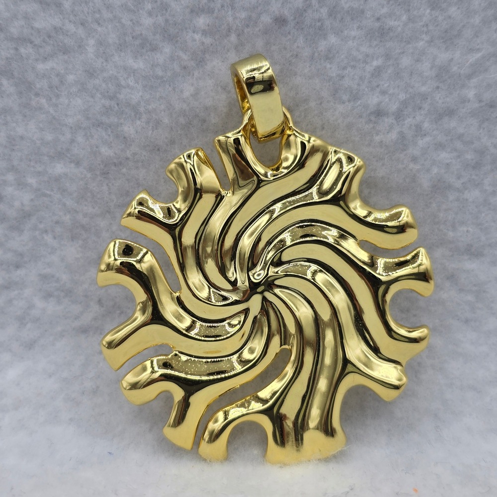 RLM Studio Pendant Robert Lee Morris Gold Tone Brass Abstract Swirl Sunburst